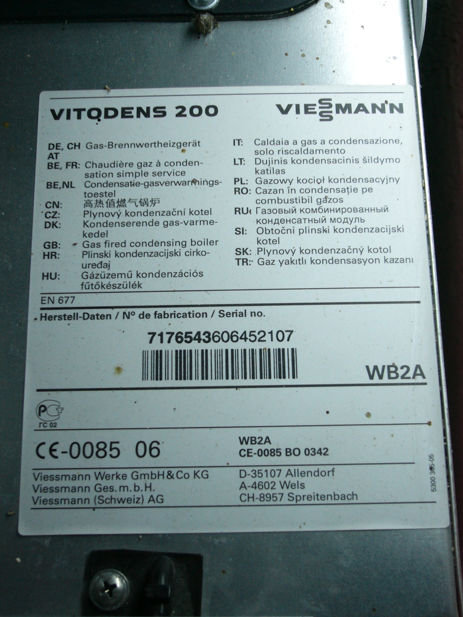 Vitodens 200 Plaque signalétique supérieure.JPG
